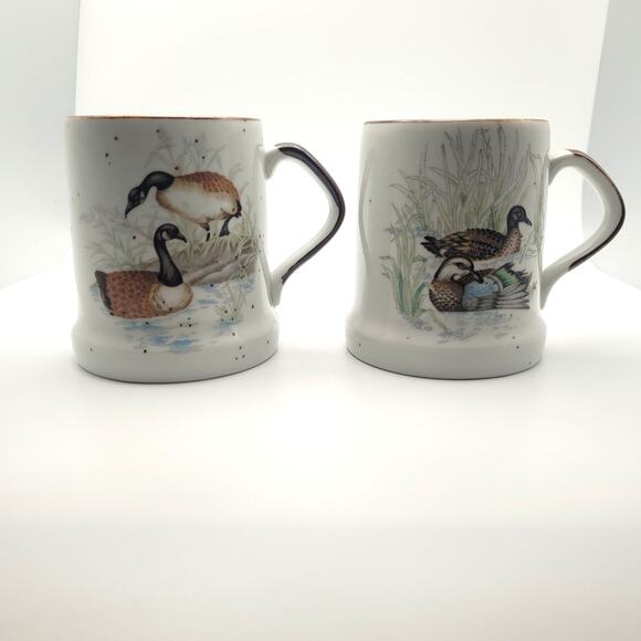 Vintage Duck Coffee Mug Pair Made in Japan Ceramic Mallard Waterfowl Cabin Decor - Picture 8 of 12